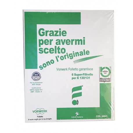 6 SACCHETTI ORIGINALI VORWERK FOLLETTO VK 130 VK 131