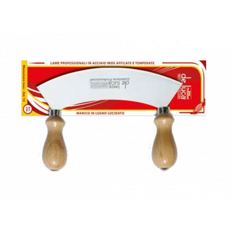 MEZZALUNA PICCOLA " DE LUCA " MANICO RESISTENTE IN LEGNO LAMA ACCIAIO INOX