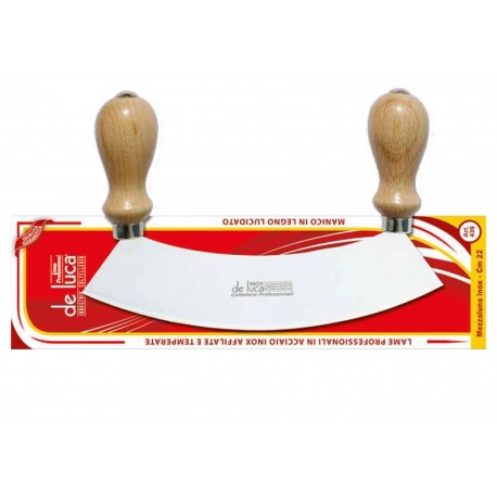 MEZZALUNA GRANDE " DE LUCA " MANICO RESISTENTE IN LEGNO LAMA IN ACCIAIO INOX