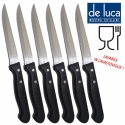 6 COLTELLI BISTECCA DE LUCA SEGHETTATURA FINE A PUNTA TAVOLA RISTORANTE