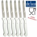 6 COLTELLI BIANCHI PUNTA TONDA SEGHETTATURA FINE DE LUCA PER TAVOLA RISTORANTE