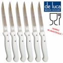 6 COLTELLI BIANCHI A PUNTA SEGHETTATURA FINE DE LUCA PER TAVOLA RISTORANTE