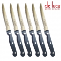 6 COLTELLI " DE LUCA " MANICO FORGIATO LAME ACCIAIO TEMPERATO RIFINITE A MANO