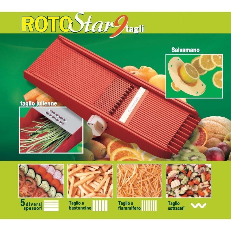ROTOSTAR AFFETTA VERDURE JULIENNE 5 DIVERSI SPESSORI LAME IN ACCIAIO INOX ROTOSTAR AFFETTA VERDURE JULIENNE 5 DIVERSI SPESSORI LAME IN ACCIAIO INOX