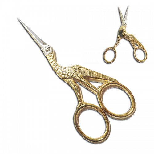 FORBICI CICOGNA CIGNO ORO 11,5cm SARTA SARTINA RICAMO CUCITO HOBBY UNGHIE