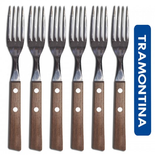 12 FORCHETTE TRAMONTINA MANICO LEGNO