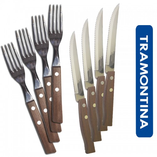 SET 24 PEZZI FORCHETTE + COLTELLI TRAMONTINA MANICO LEGNO
