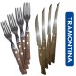 SET 24pz FORCHETTE + COLTELLI TRAMONTINA CON LAMA LISCIA MANICO LEGNO