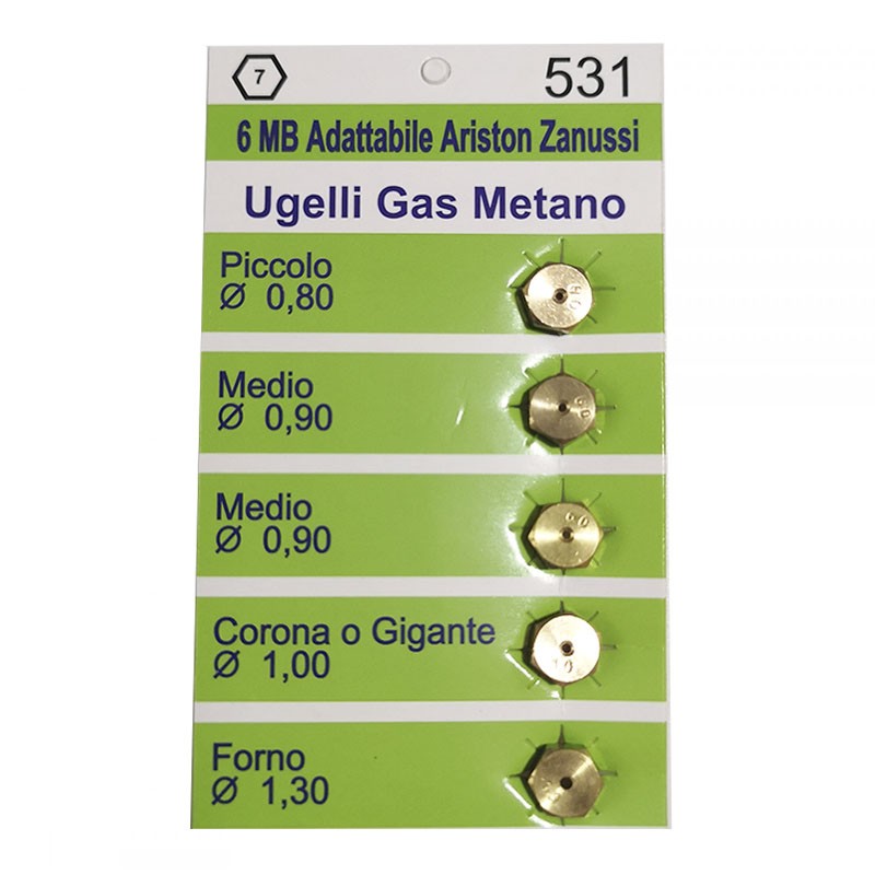 UGELLI INIETTORI DA 6MB PER CUCINE PIANI COTTURA A GAS METANO