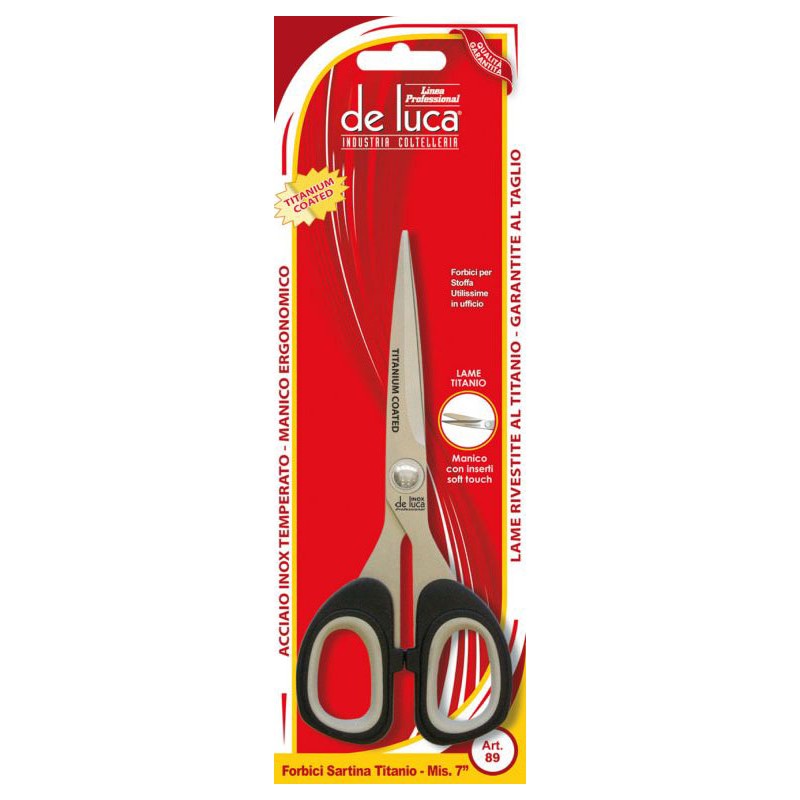 FORBICE SARTINA 7" IN ACCIAIO LAME RIVESTITE AL TITANIO MANICO ERGONOMICO DE LUCA