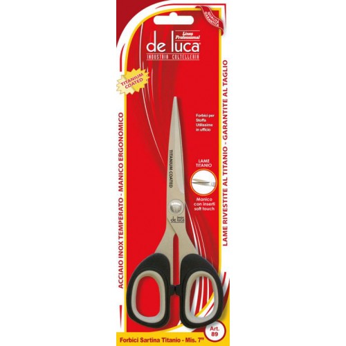 FORBICE SARTINA 7" IN ACCIAIO LAME RIVESTITE AL TITANIO MANICO ERGONOMICO DE LUCA