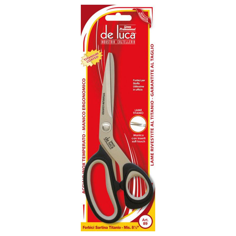 FORBICE SARTINA CUCINA 8" IN ACCIAIO LAME RIVESTITE AL TITANIO MANICO ERGONOMICO DE LUCA