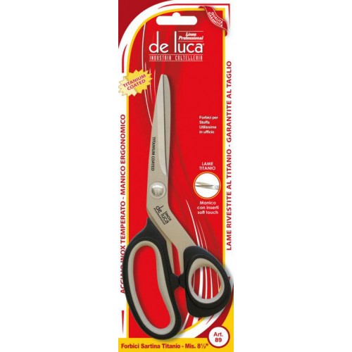 FORBICE SARTINA CUCINA 8" IN ACCIAIO LAME RIVESTITE AL TITANIO MANICO ERGONOMICO DE LUCA