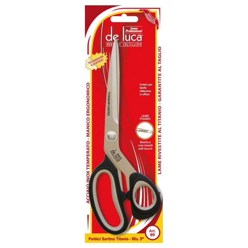 FORBICE SARTINA CUCINA 9" IN ACCIAIO LAME RIVESTITE AL TITANIO MANICO ERGONOMICO DE LUCA FORBICE SARTINA CUCINA 9" IN ACCIAIO LAME RIVESTITE AL TITANIO MANICO ERGONOMICO DE LUCA