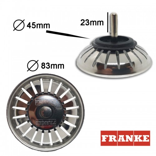 TAPPO FILTRO LAVELLO ORIGINALE FRANKE IN ACCIAIO 83mm DIAMETRO 60mm ALTEZZA