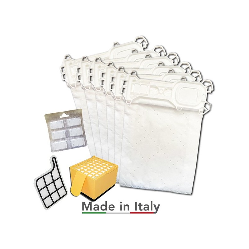 6 SACCHETTI + 6 PROFUMI + FILTRO HEPA + FILTRO MOTORE PER FOLLETTO VK 135 136 6 SACCHETTI + 6 PROFUMI + FILTRO HEPA + FILTRO MOTORE PER FOLLETTO VK 135 136