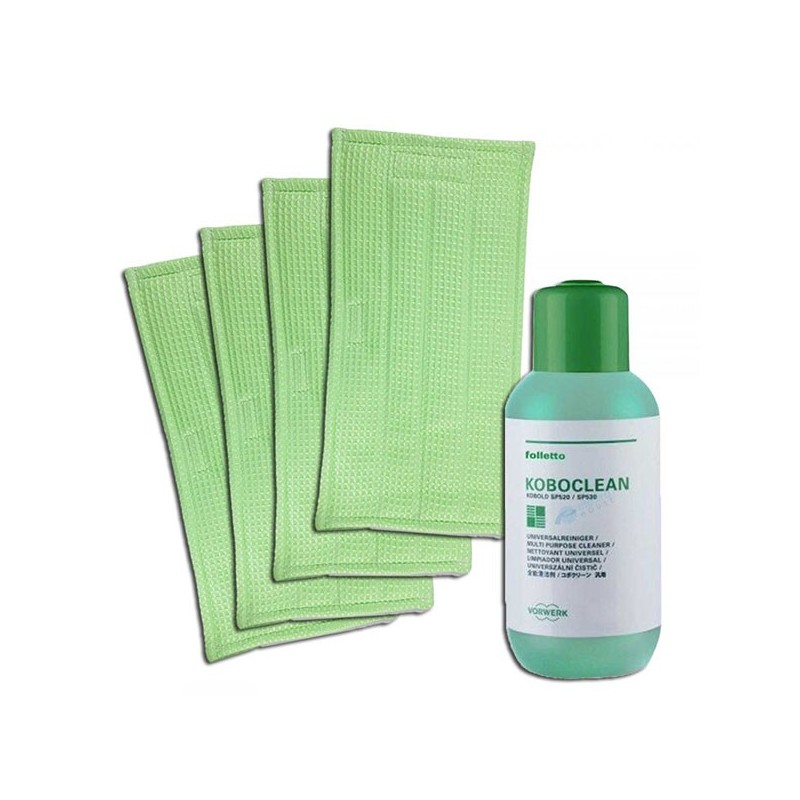 4 PANNI + KOBOCLEAN DETERGENTE PER PULILAVA LAVAPAVIMENTI FOLLETTO SP 530 SP 520 UNIVERSALE SOFT MF520