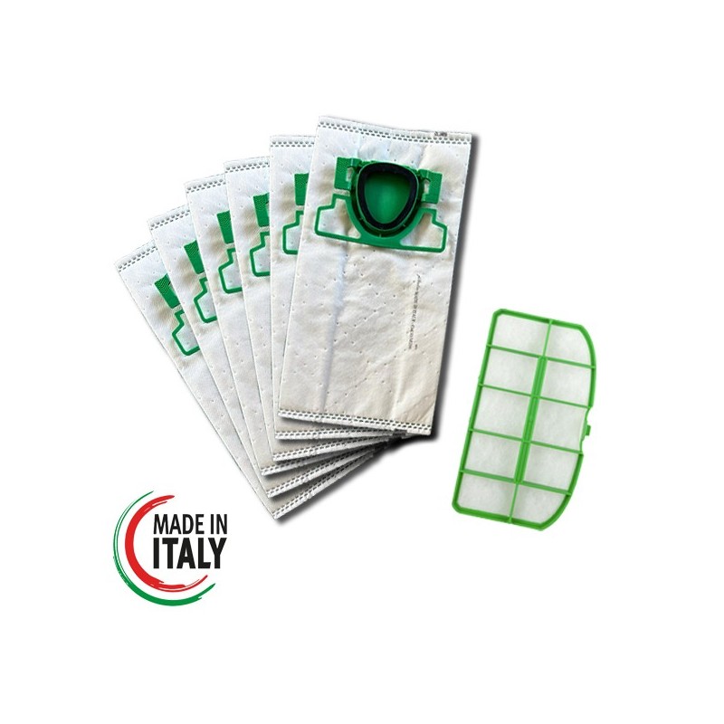 12 SACCHETTI + FILTRO PER VORWERK FOLLETTO VK200 VK220S