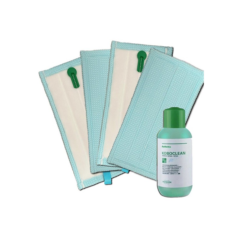 4 PANNI + KOBOCLEAN DETERGENTE PER PULILAVA LAVAPAVIMENTI FOLLETTO SP600 SP600S SP7S
