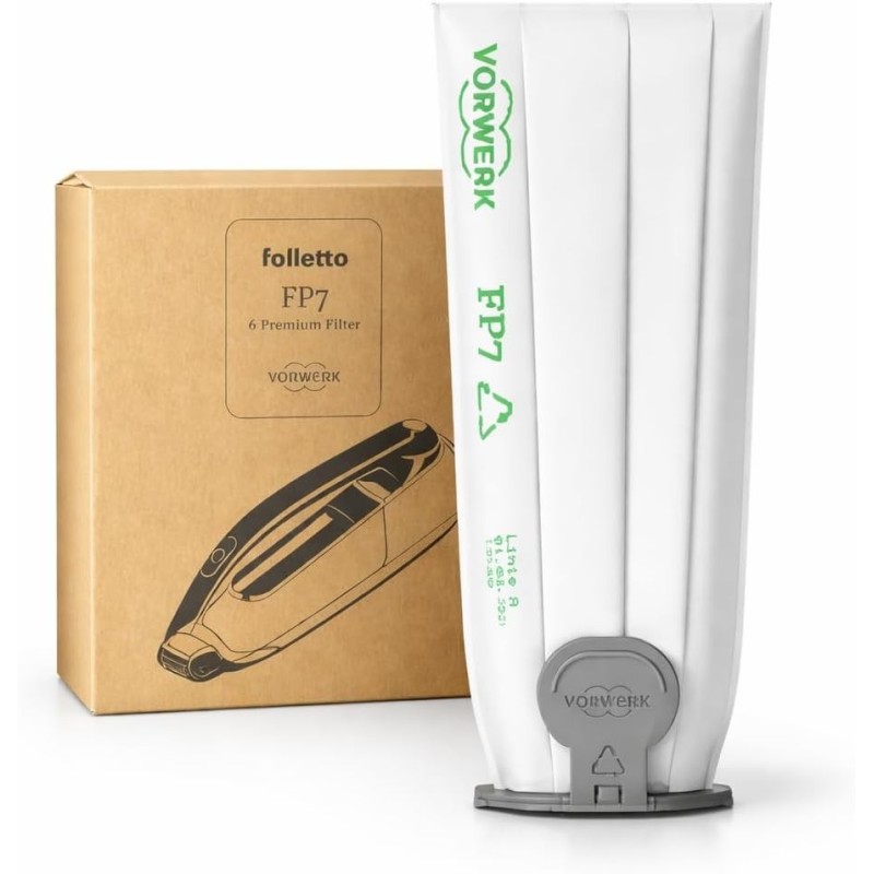 6x SACCHETTI ORIGINALI FOLLETTO FP7 CON MICROFILTRO PER VK7 VK7S